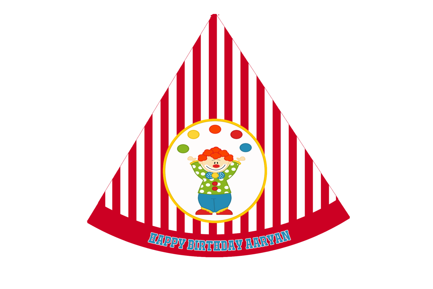 Personalized Carnival Birthday Party Caps / Hats (10 Pcs)