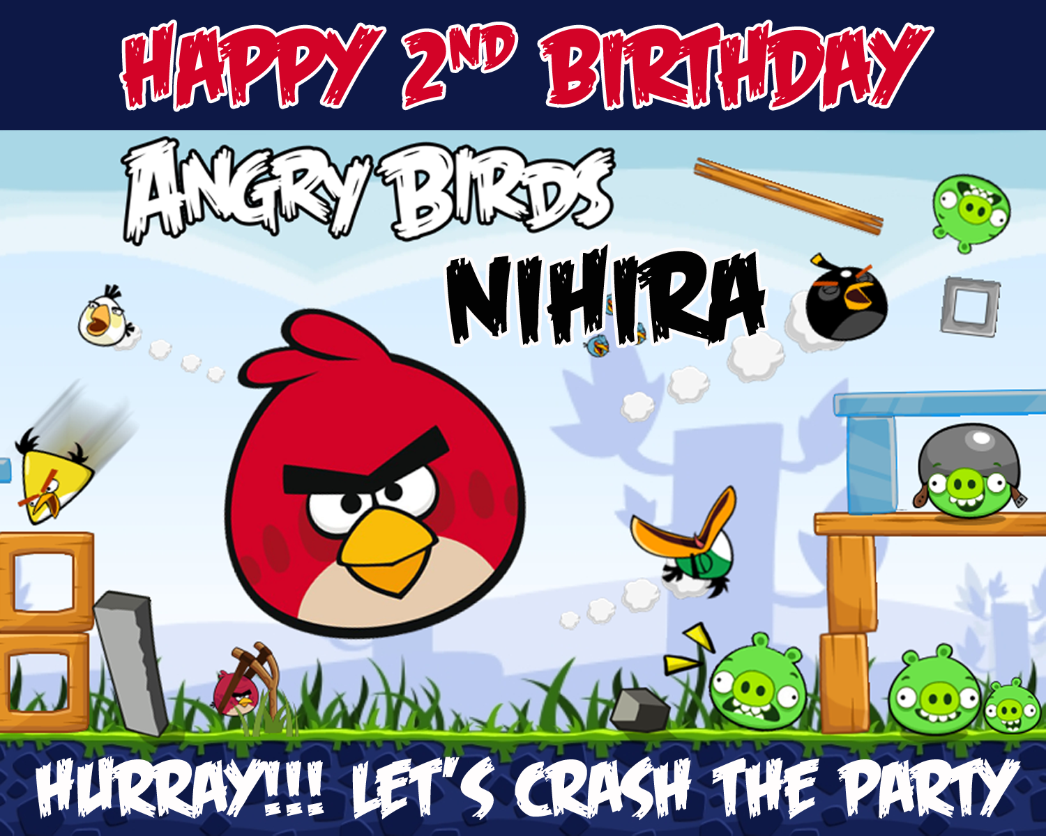 Personalized Angry Birds Birthday Backdrop / Background Banner (4ft x 5ft)