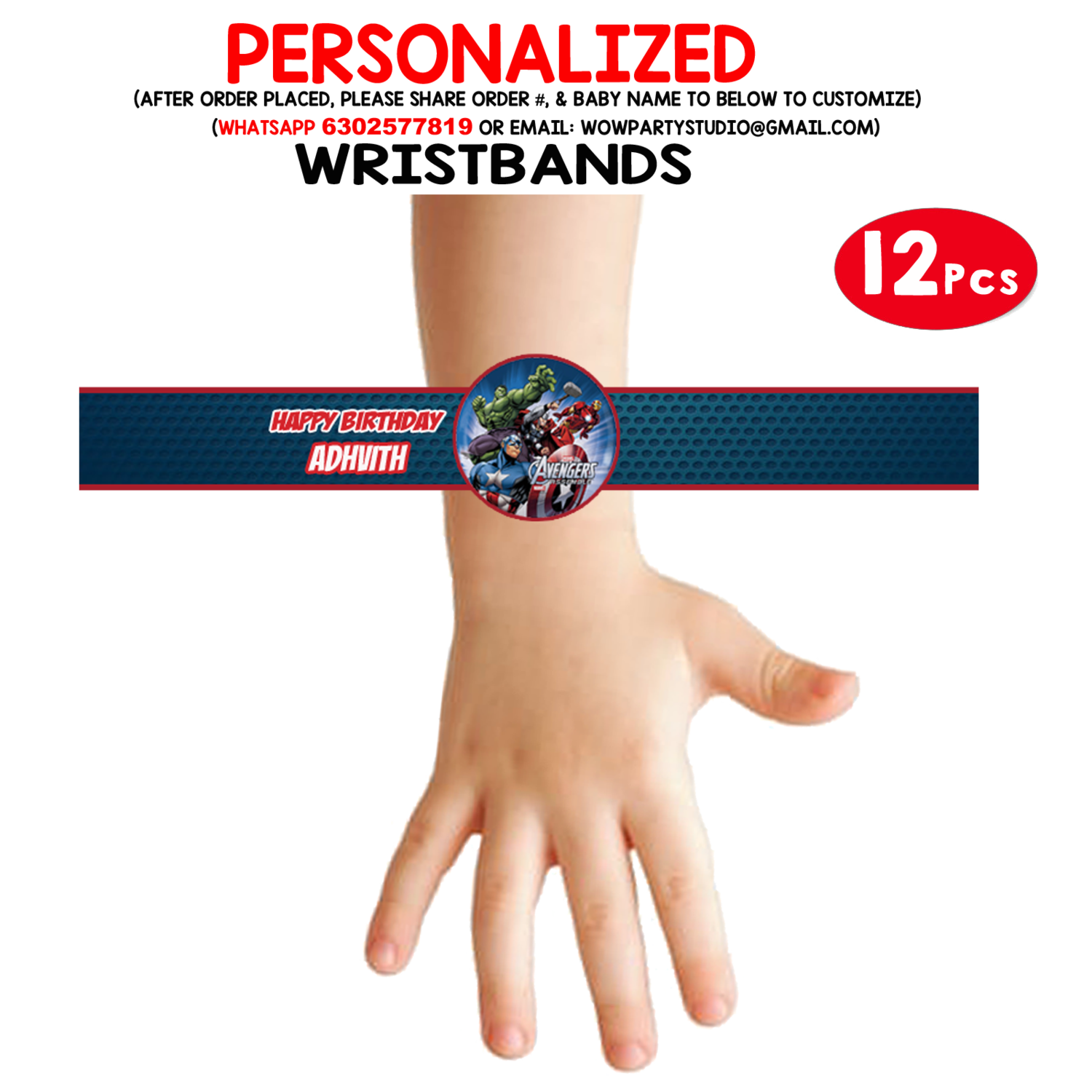 Personalized Birthday Party Wristbands (12 Pcs)