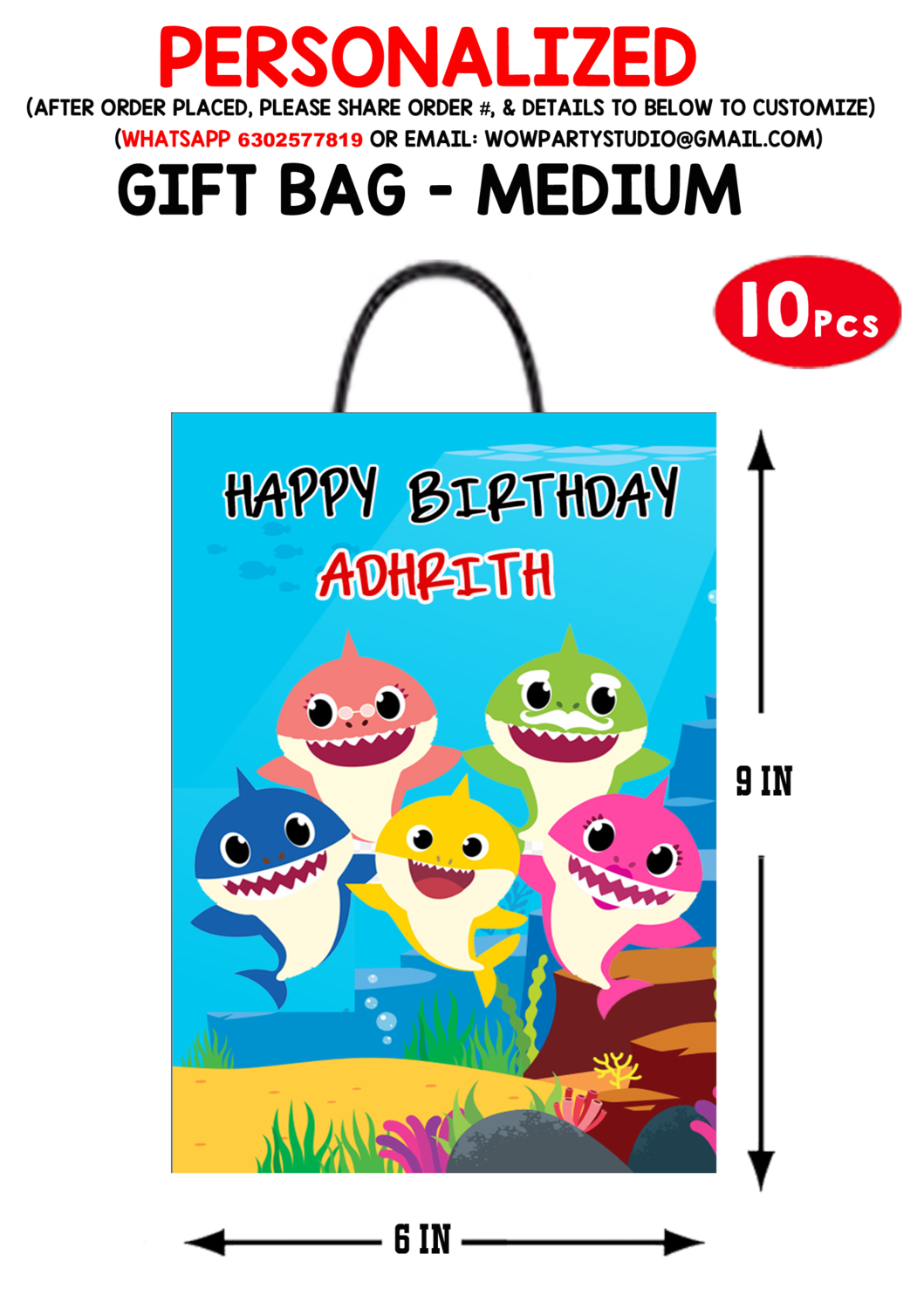 Personalized Birthday Party Return Gift Bag (10Pcs)