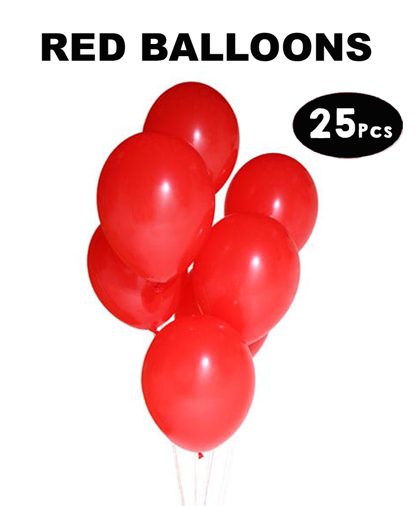 Premium Quality Latex Red Balloons 25 Pcs