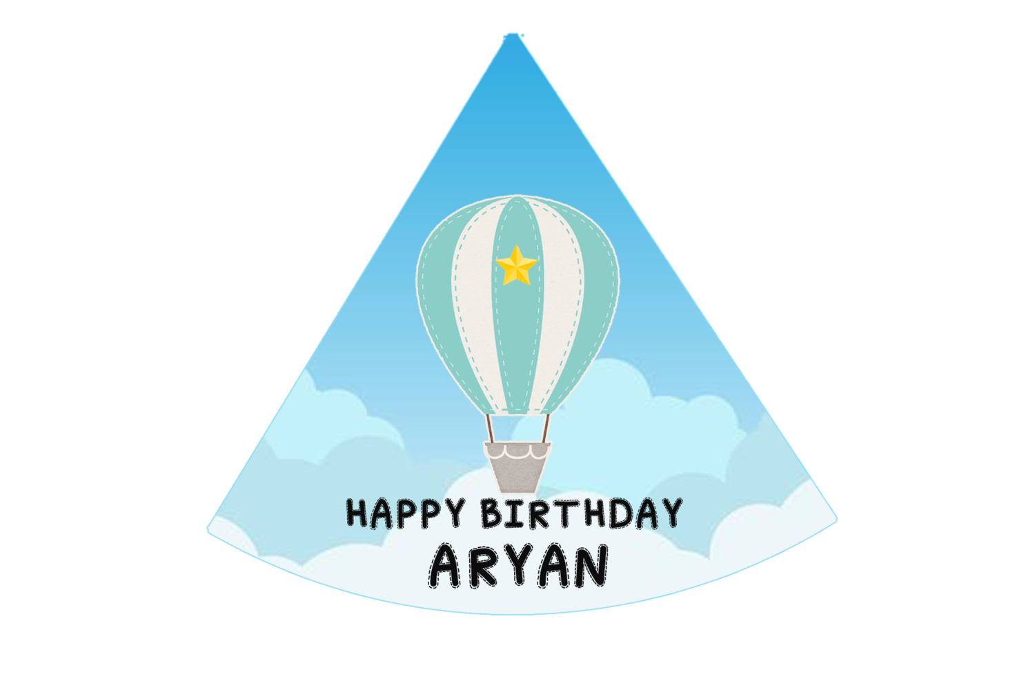 Personalized Hot Air Balloon Birthday Party Caps / Hats (10Pcs)