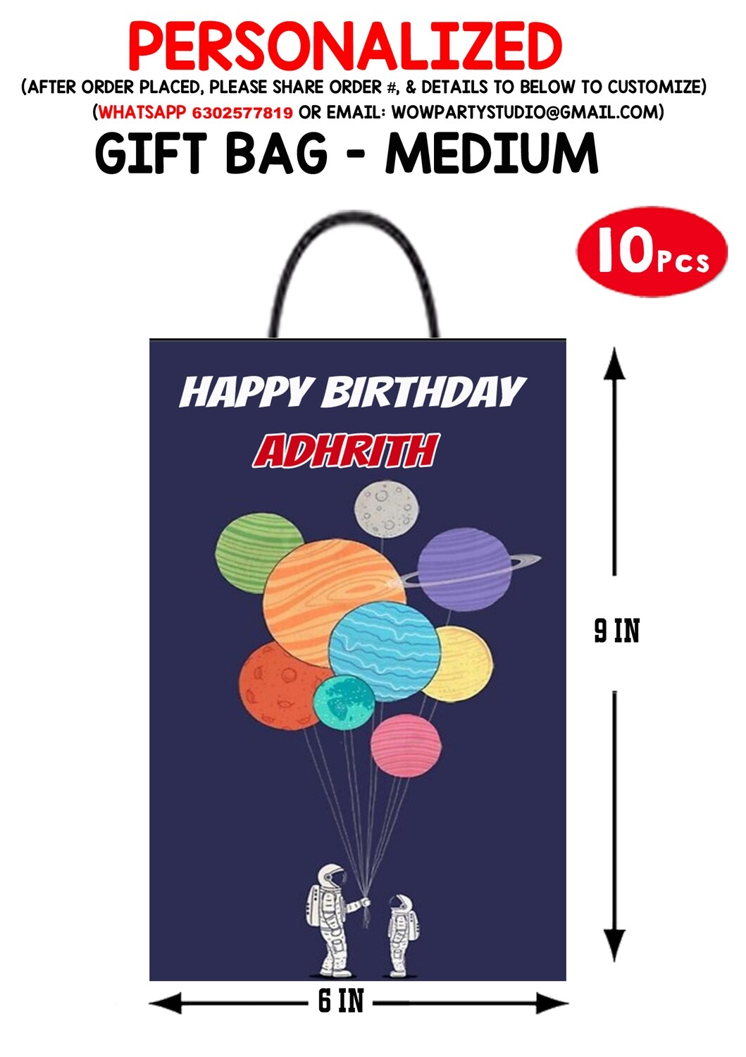 Personalized Space Theme Birthday Party Return Gift Bag (10Pcs)