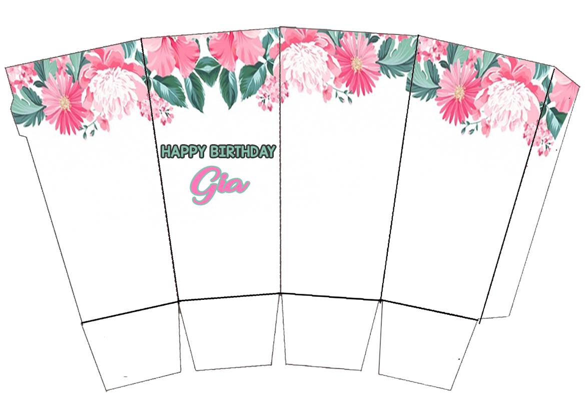 Personalized Floral Birthday Popcorn Boxes (10 Pcs)