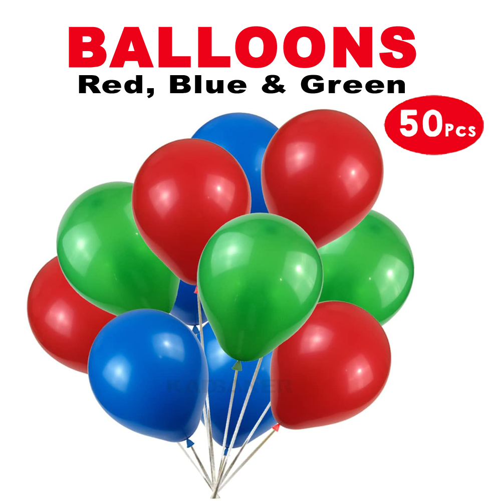 Premium Quality Latex Balloons Blue 25Pcs, White 25Pcs.
