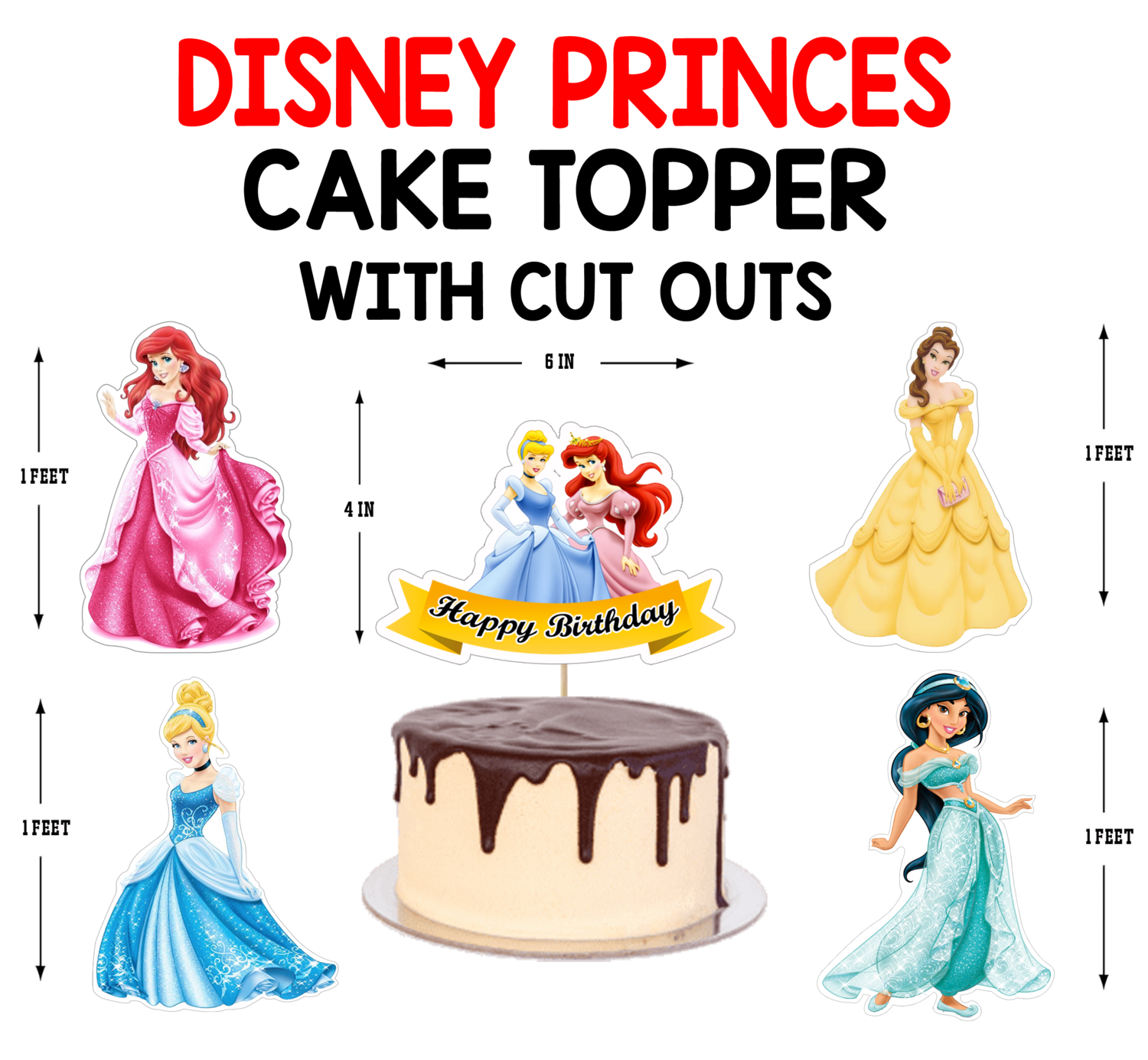Disney Princess Birthday Party Cake Topper Combo
