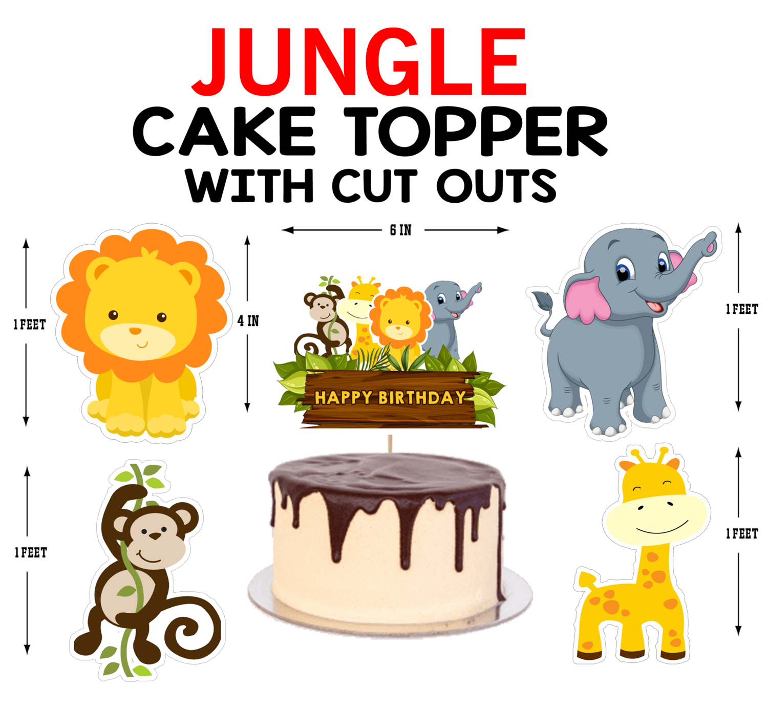 Jungle Birthday Party Cake Topper Combo