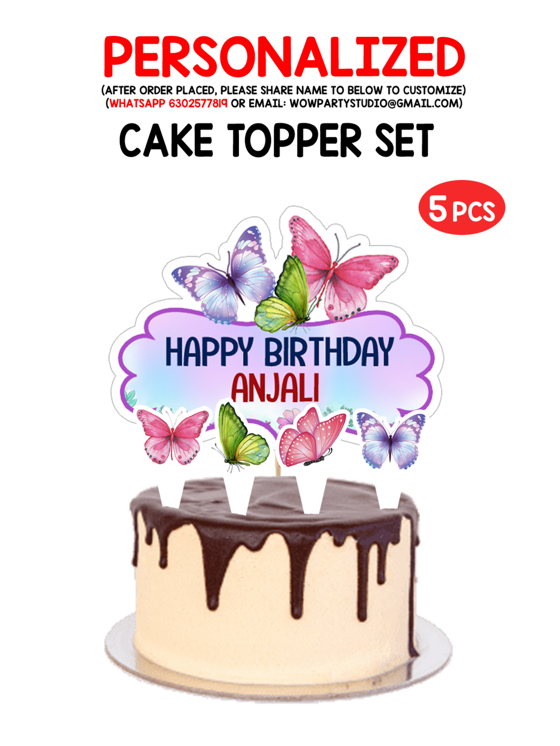 Personalized Butterfly Birthday Party Cake Topper Combo
