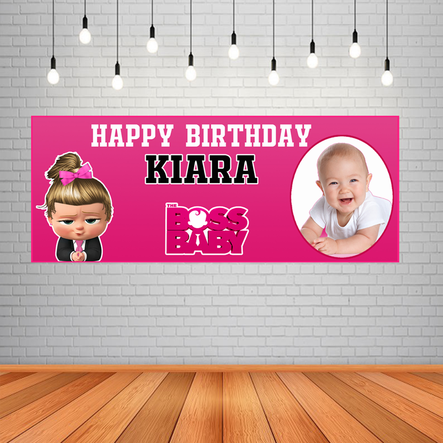 Personalized Boss Baby Girl Birthday Backdrop Banner (2ft x 5ft)