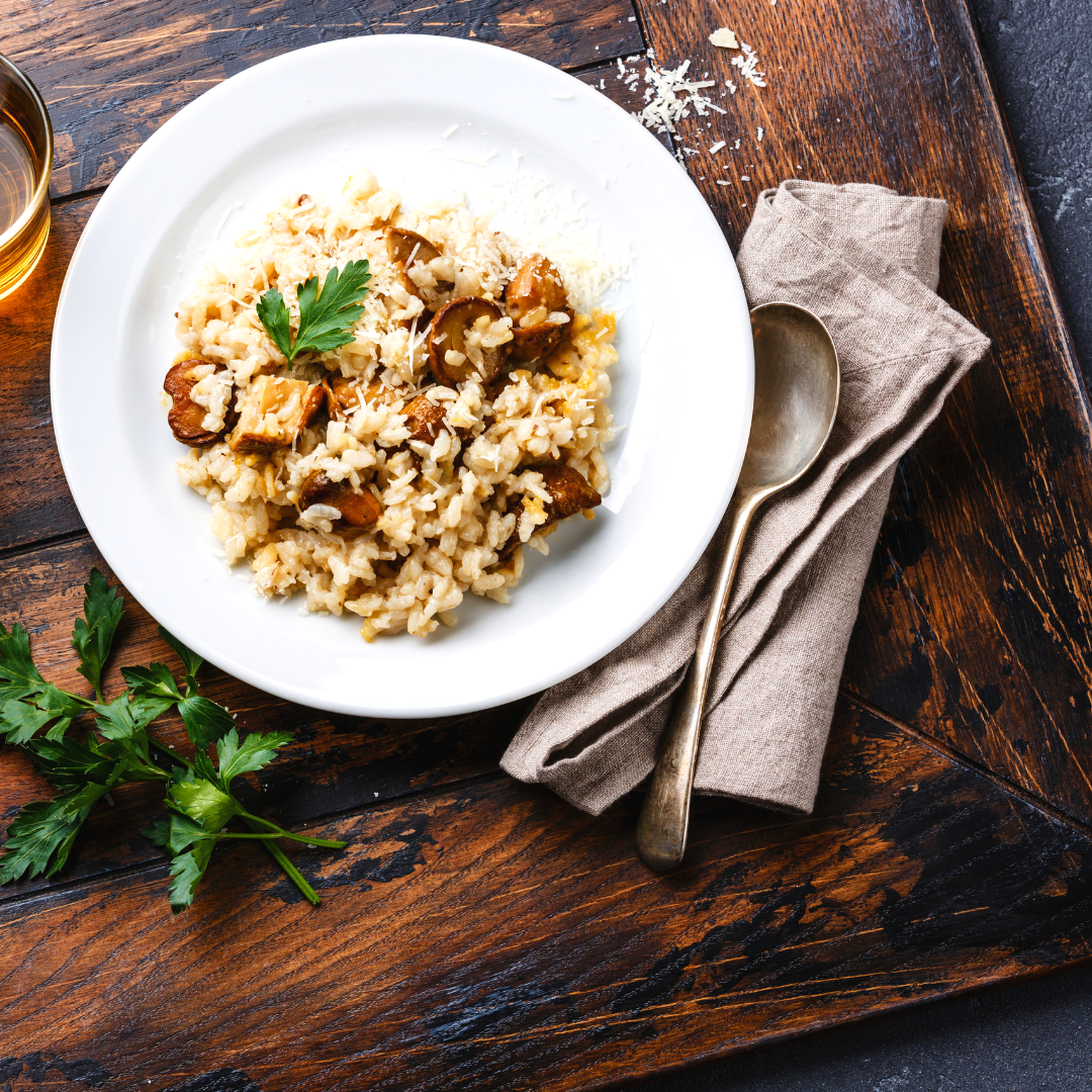 LE PARFAIT RISOTTO AUX CHAMPIGNONS SAUVAGES ET PARMESAN