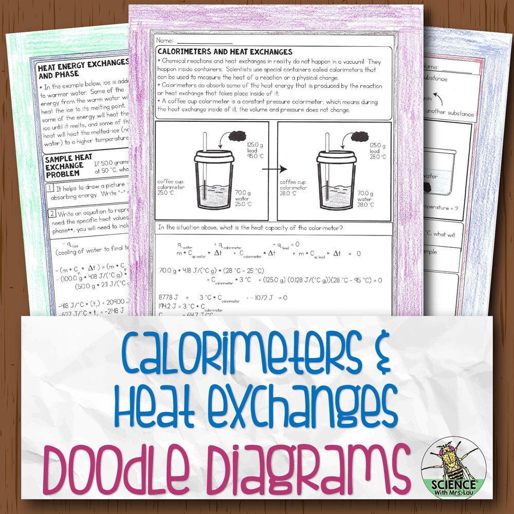 Calorimeter and Heat Exchange Chemistry Doodle Diagrams Store