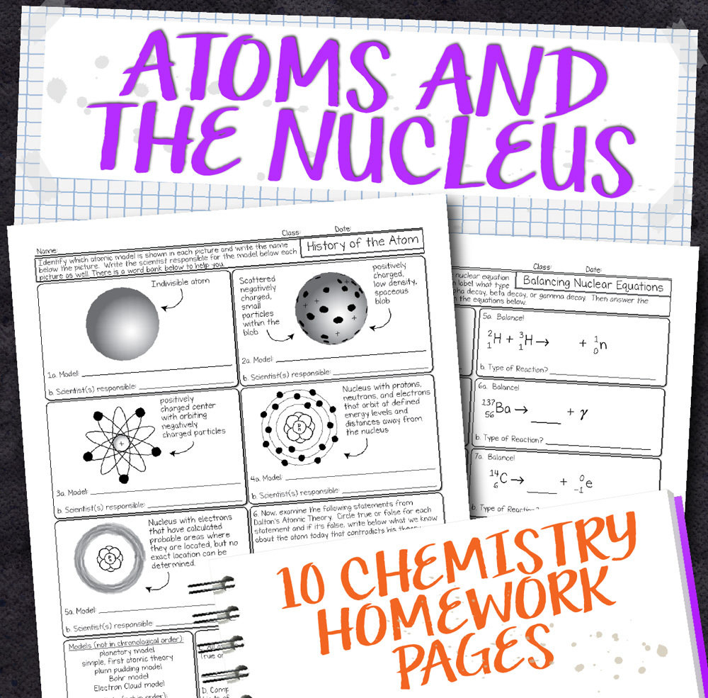 Chemistry Unit 3 Atoms and the Nucleus Homework Pages Store