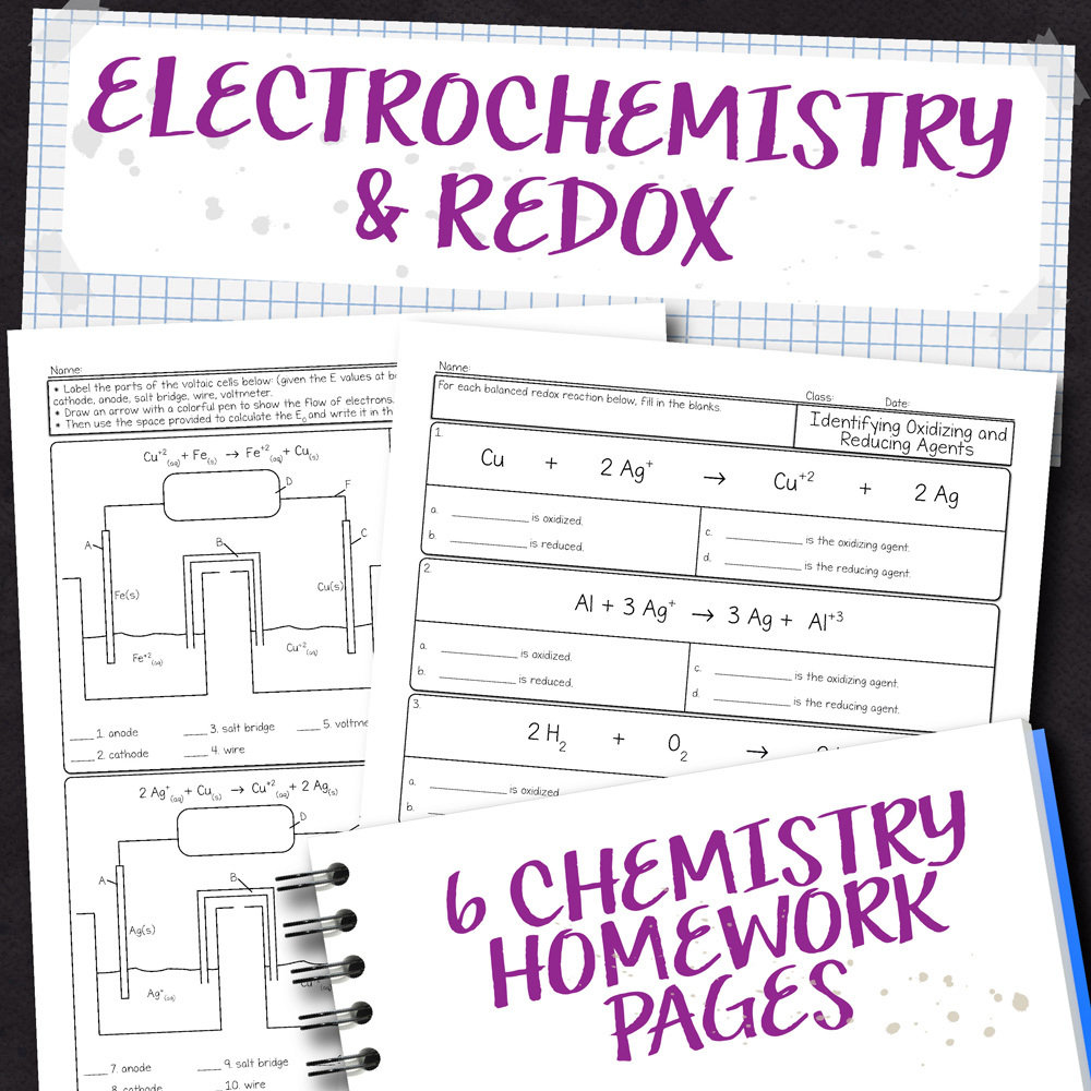 Chemistry Unit 16 Electrochemistry Homework Pages Store Science