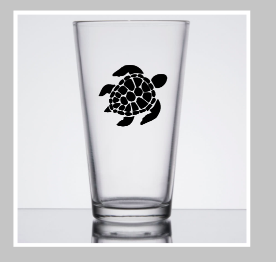 Etched Sea Turtle Glass