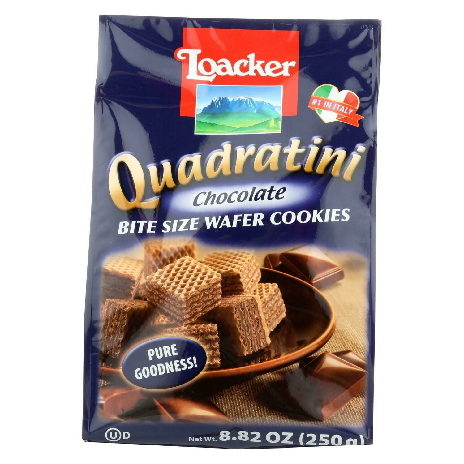 Loacker Quadratini Quadratini Chocolate Bite Size Wafer Cookies Case