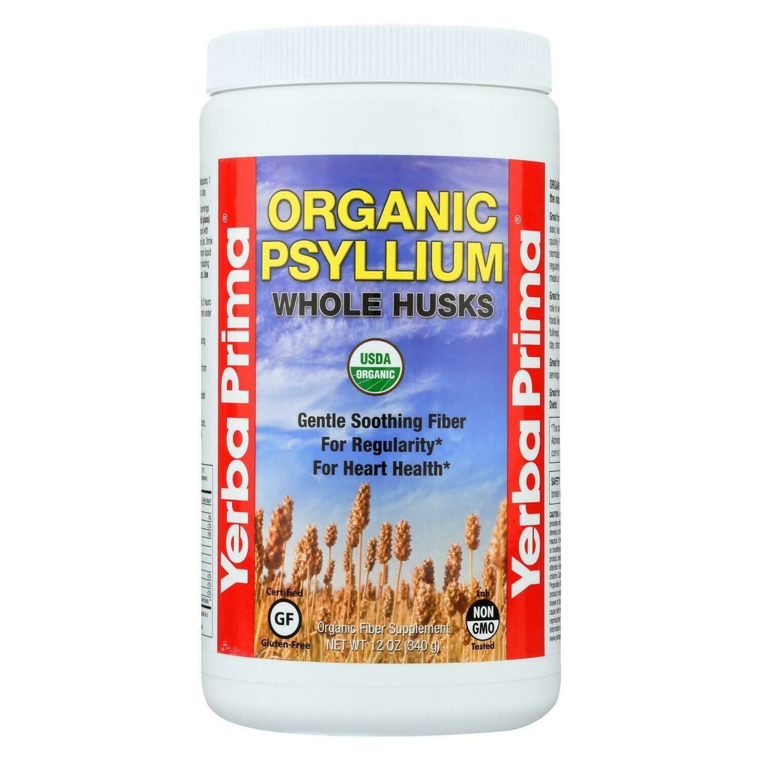 Yerba Prima Organic Psyllium Whole Husks Supplement 12 Oz.