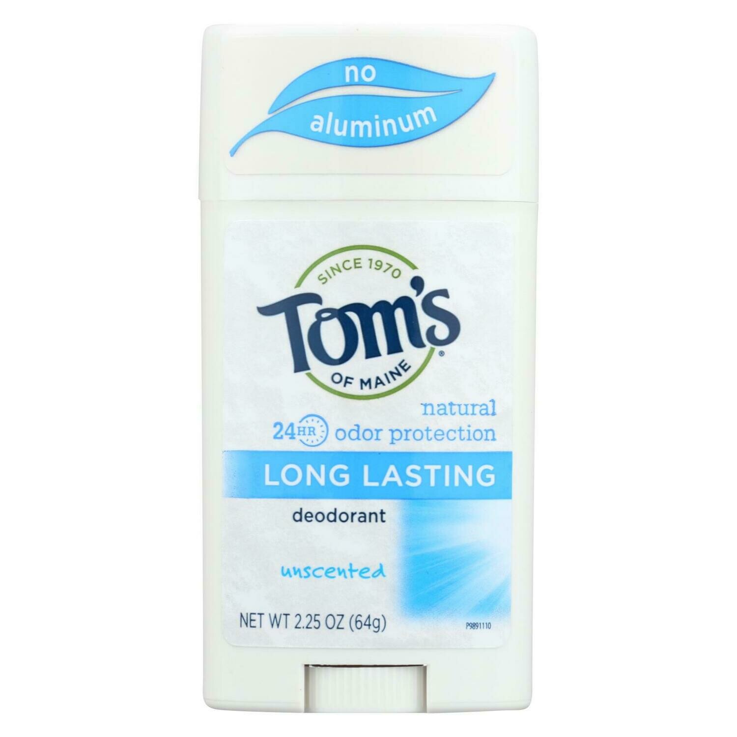 Tom's Of Maine Natural Longlasting Deodorant Stick Unscented 2.25 Oz