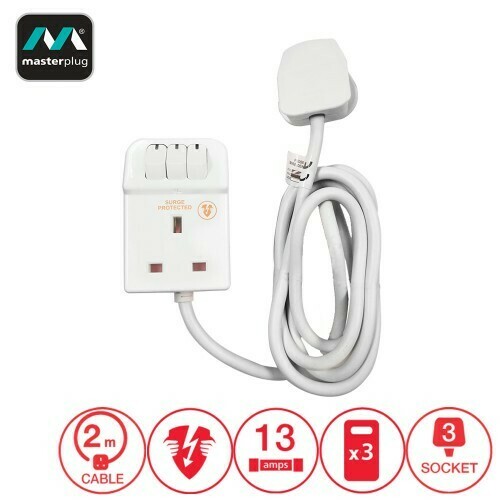 Masterplug Surge Protector 3 Gang 13Amp Switched Extension Lead 2 Meter (SWSRG32CMPA)