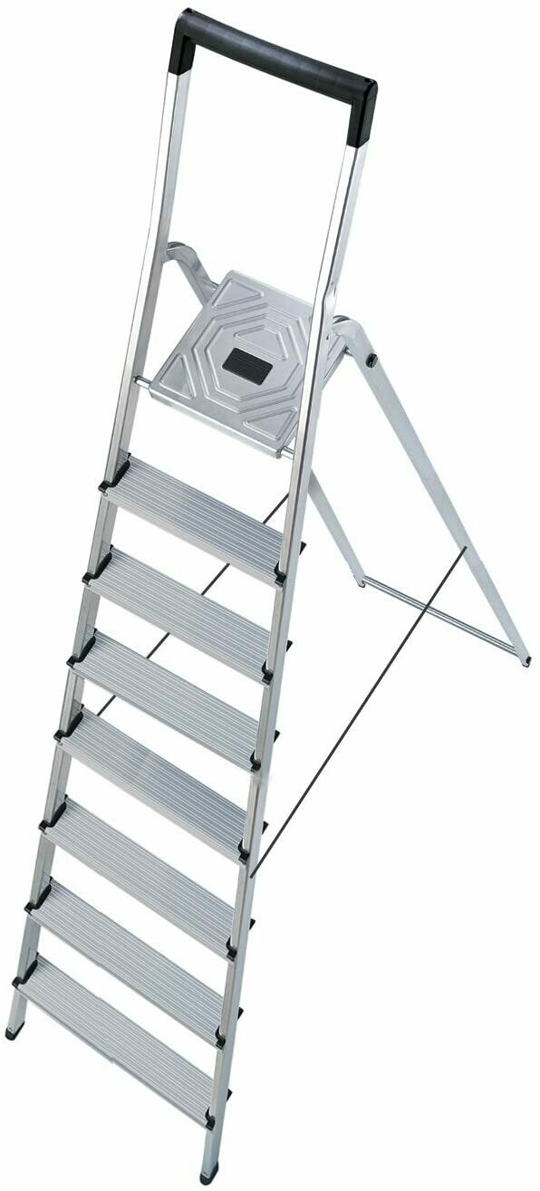 Hailo 8 Step Folding Lightweight Aluminum Platform Step Ladder 8948001