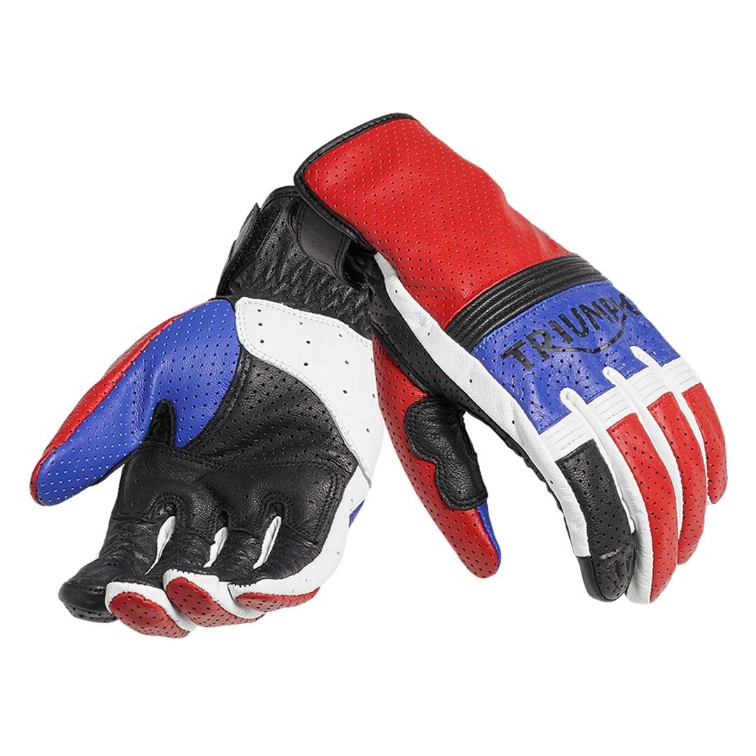 Triumph Cali Retro Perforated Leather Motorcycle Gloves Triumph