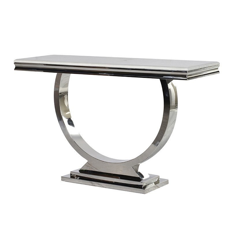 MARBLE TOP AND CHROME CONSOLE TABLE