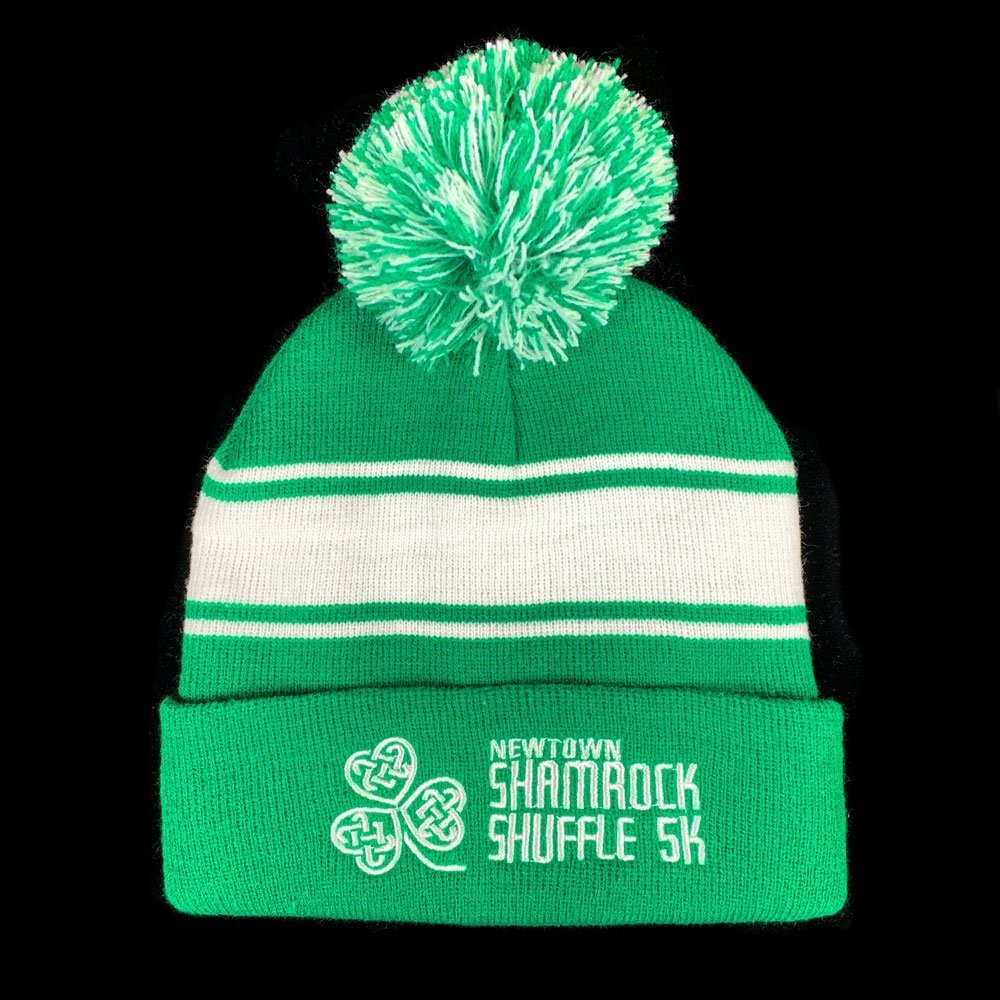 Green & White Shamrock Shuffle Beanies