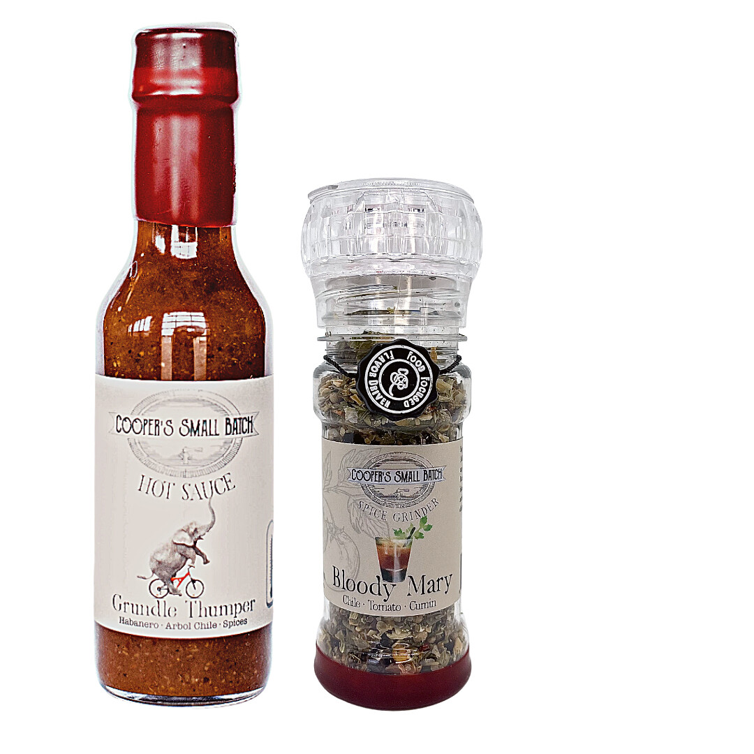 Habanero Hot Sauce & Bloody Mary Spice Grinder duo set