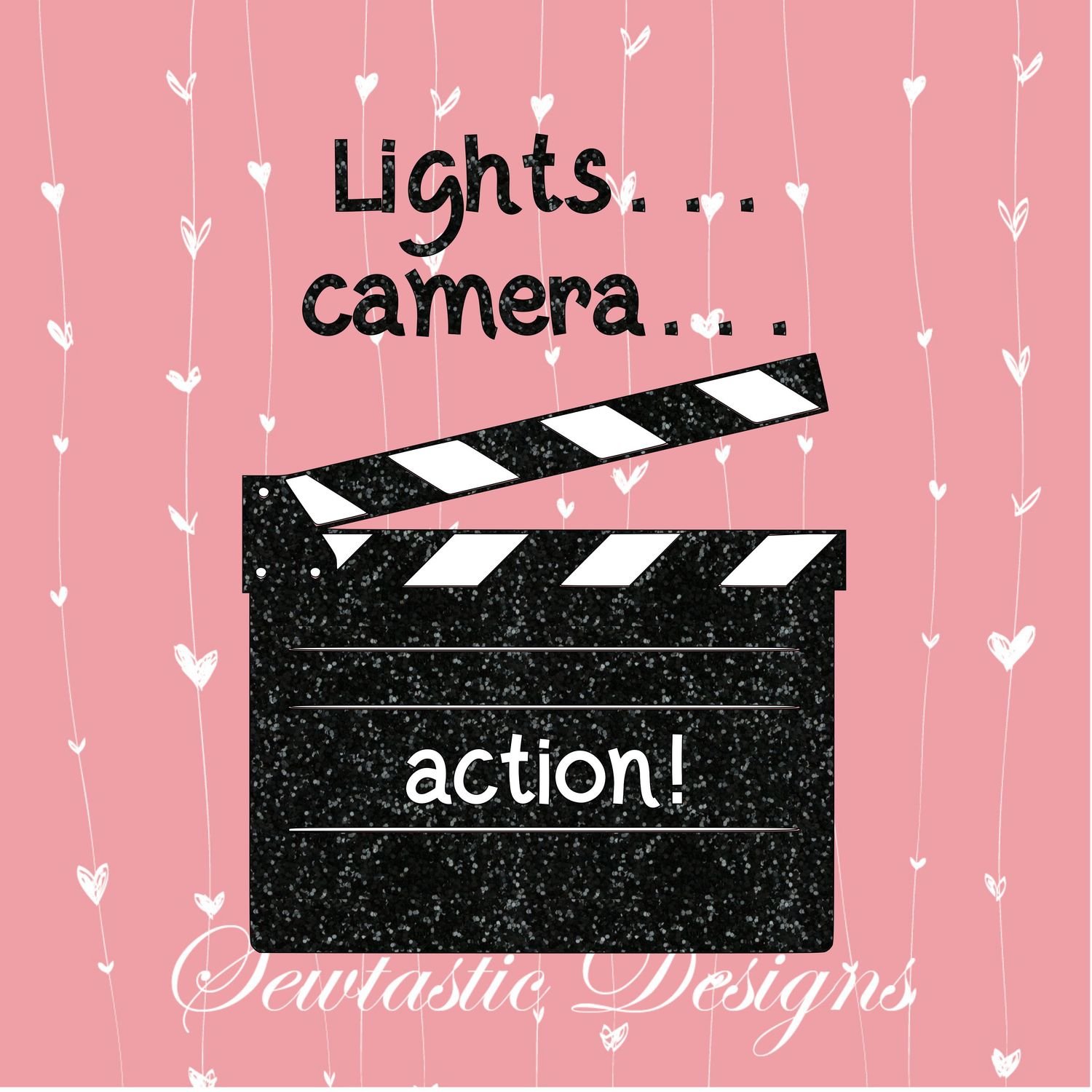 Lights Camera Action SVG Cut File, Iron On, Decal, Cricut, Silhouette