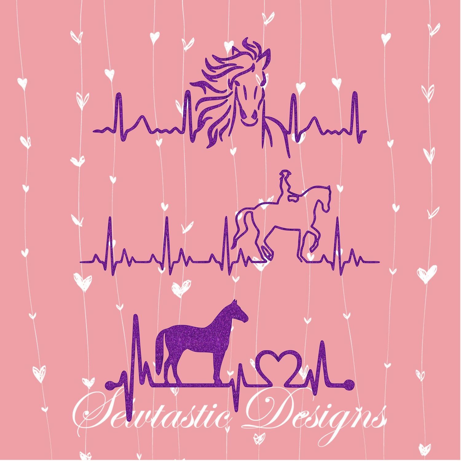 Horse Heartbeat SVG, Horse EKG SVG, Horse SVG, Cut File, Iron On, Decal