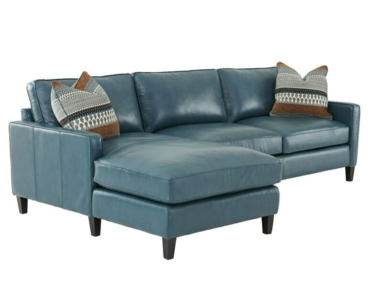 Peacock Blue Leather Sectional