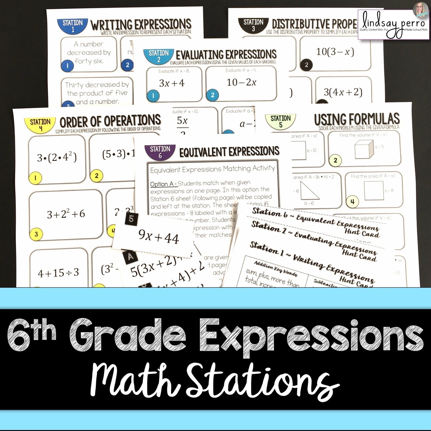 6th Grade Math Expressions Stations | Store - Lindsay Perro