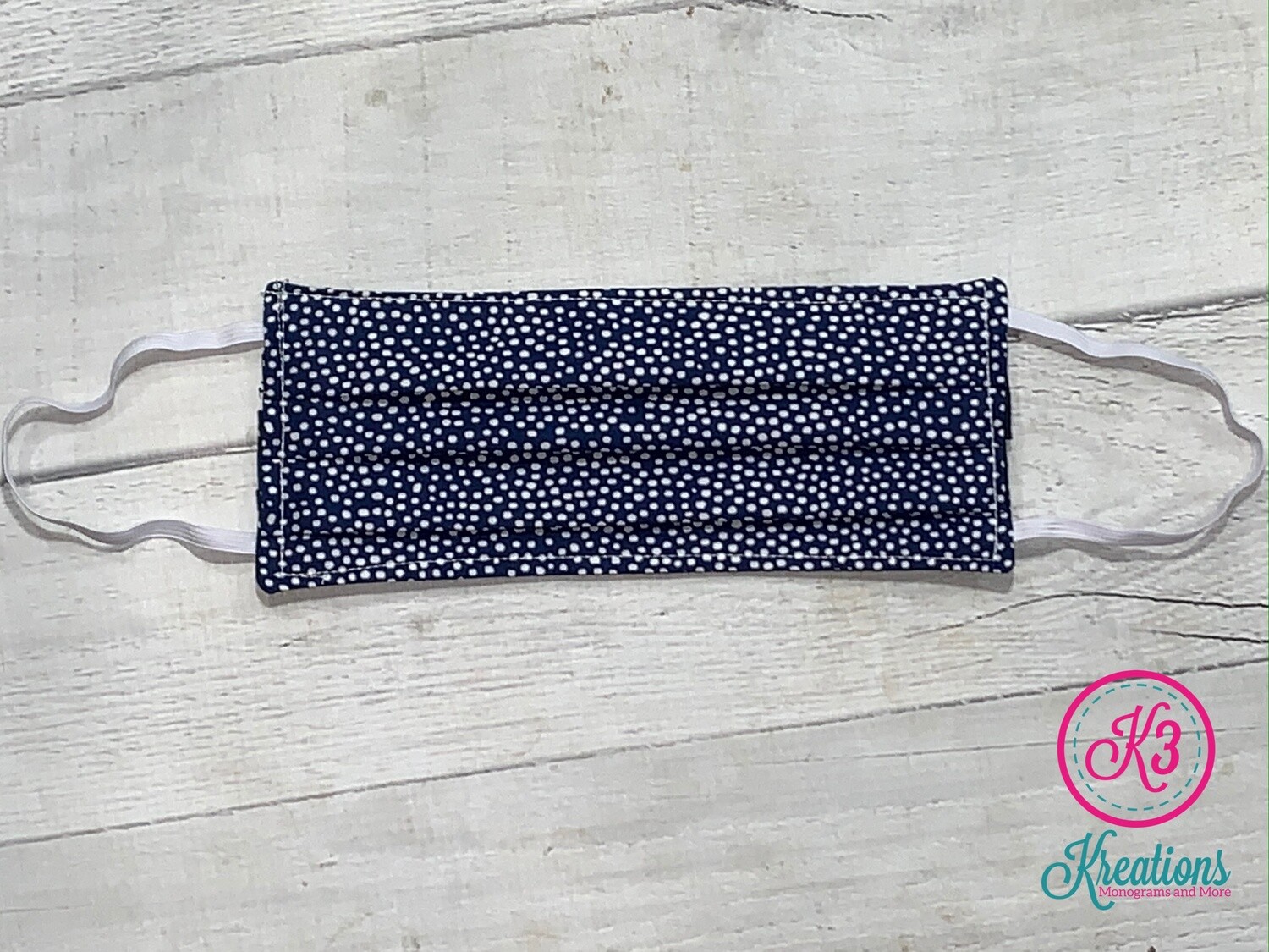 Navy White Dot Cotton Fabric Face Mask