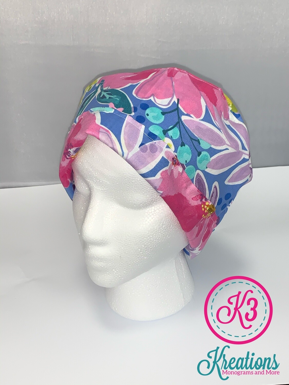 Colorful Floral Cotton Fabric Scrub Cap
