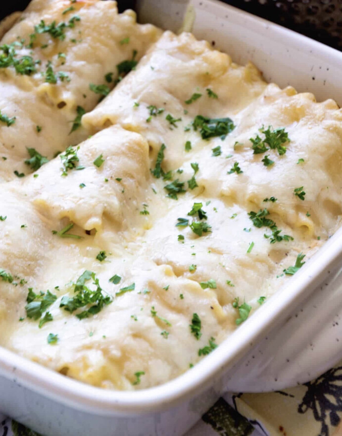 Vegetarian Alfredo Lasagna Rollups