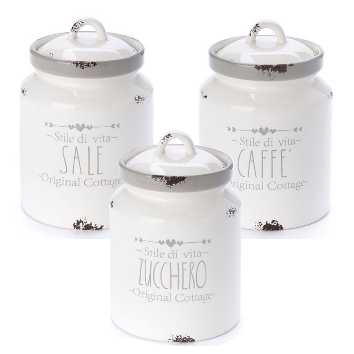 Nuvole di stoffa Set 3 barattoli sale zucchero e caffè