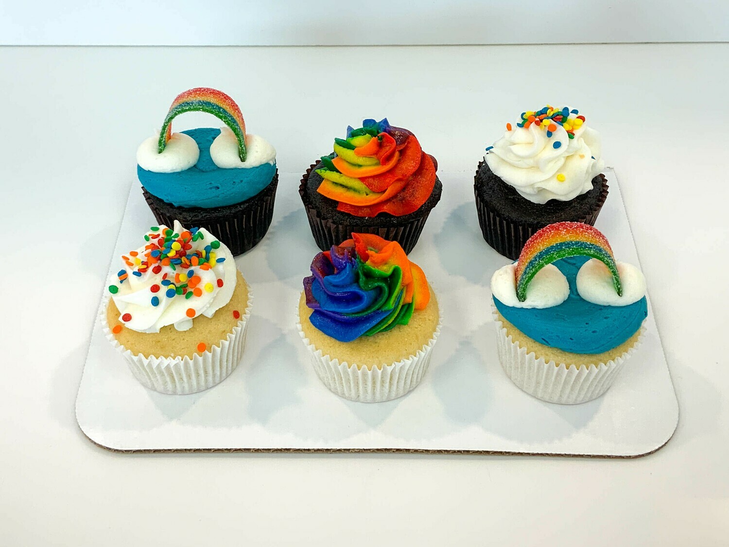 Rainbow Decorated Cupcakes