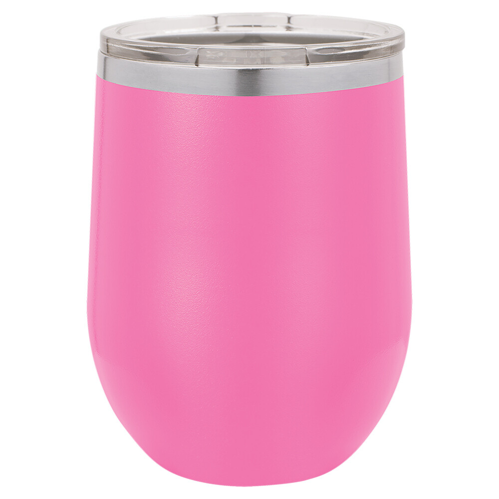 Beverage Tumblers 12oz Pink Stemless Wine Tumbler with Lid