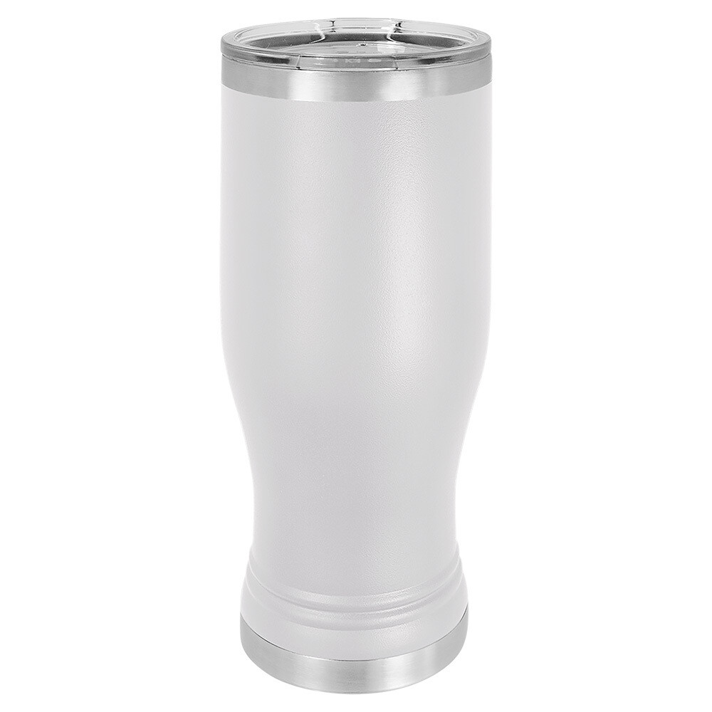 Beverage Tumblers 20oz White Pilsner Tumbler with Lid