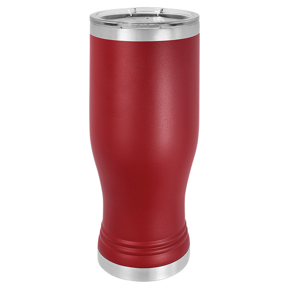Beverage Tumblers 20oz Maroon Pilsner Tumbler with Lid