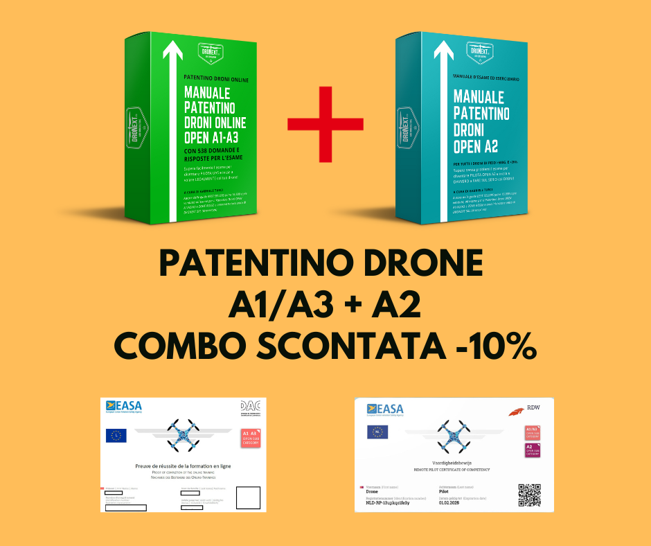 MANUALI PATENTINO DRONE ONLINE DA CASA OPEN A1/A3 + A2