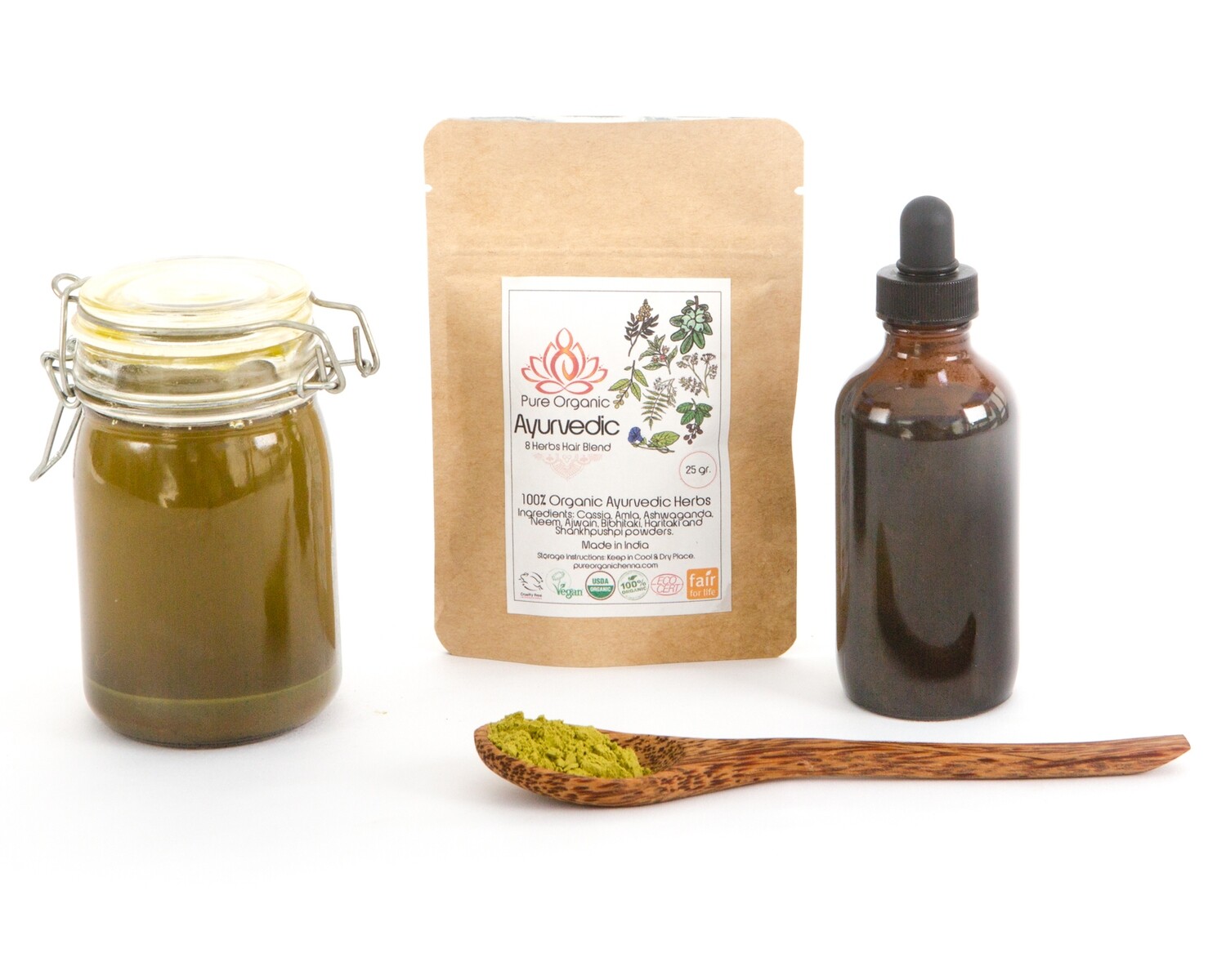 Pure Organic Ayurvedic 8 Herb Hair Blend Cassia Pure Organic Henna