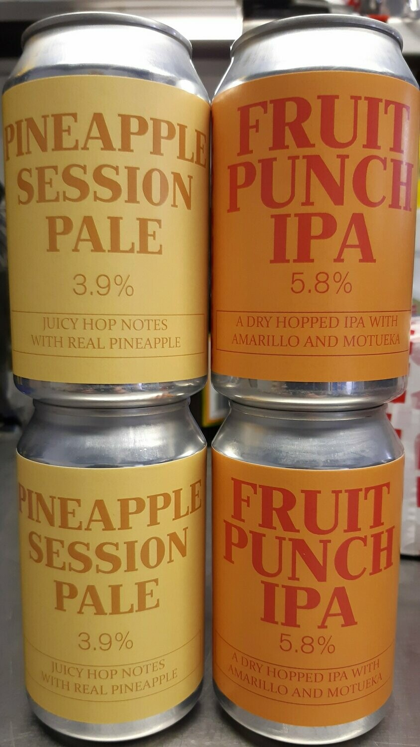 PINEAPPLE PALE ALE AND FRUIT PUNCH IPA 4 CAN PACK GLUTEN FREE + VEGAN