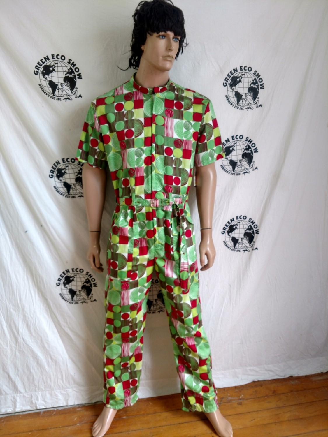 Organic Cotton Jumpsuit Mens L X 31 Made in USA low impact dyed Hermans