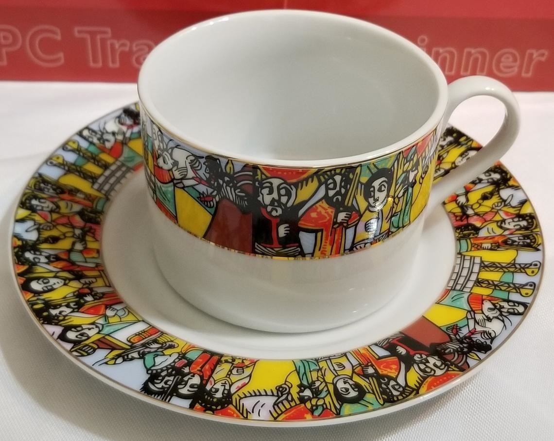 Ethiopian Traditional Coffee Cups Traditional Design 6 Caps and 6