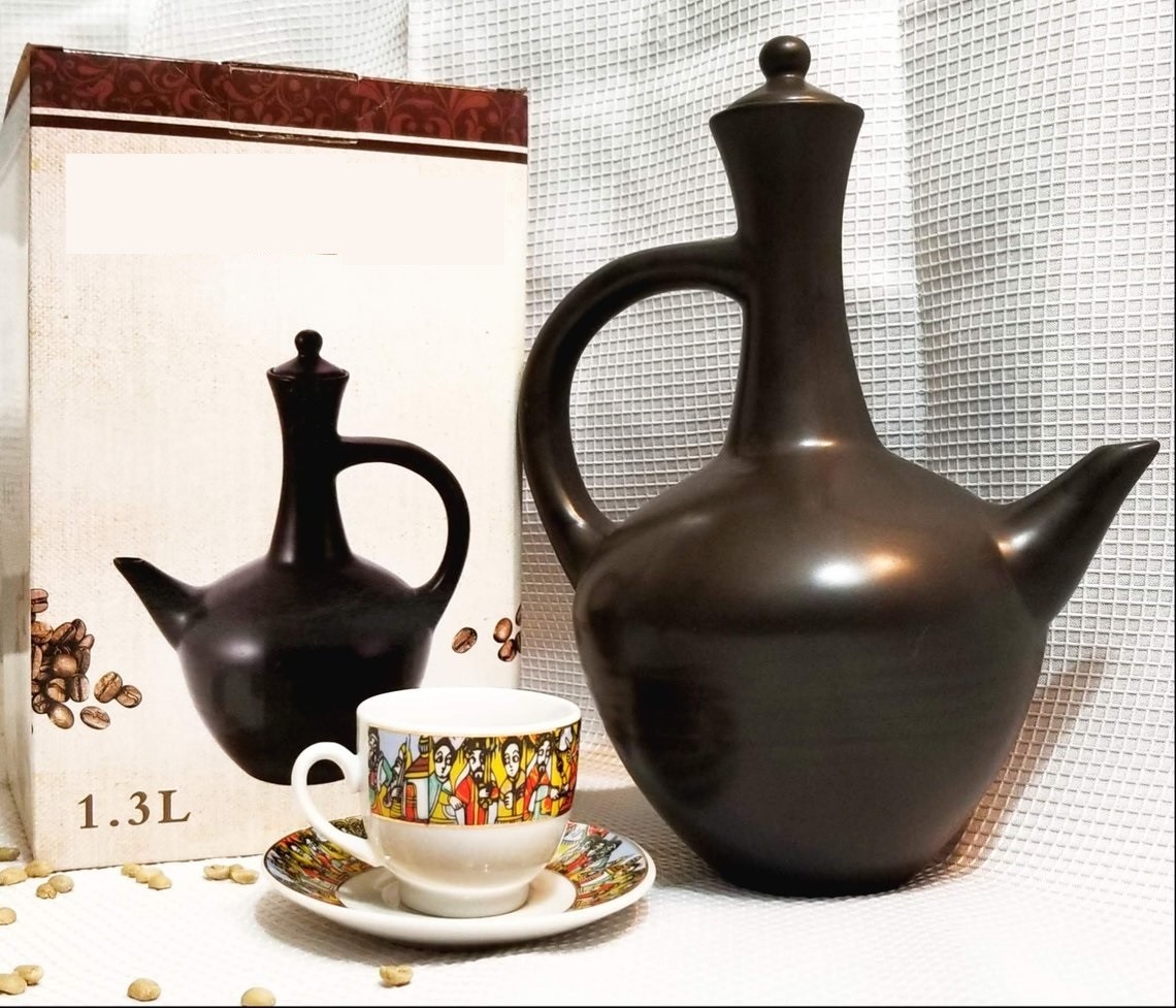 Ethiopian Traditional Coffee Pot Black Jebena ጀበና