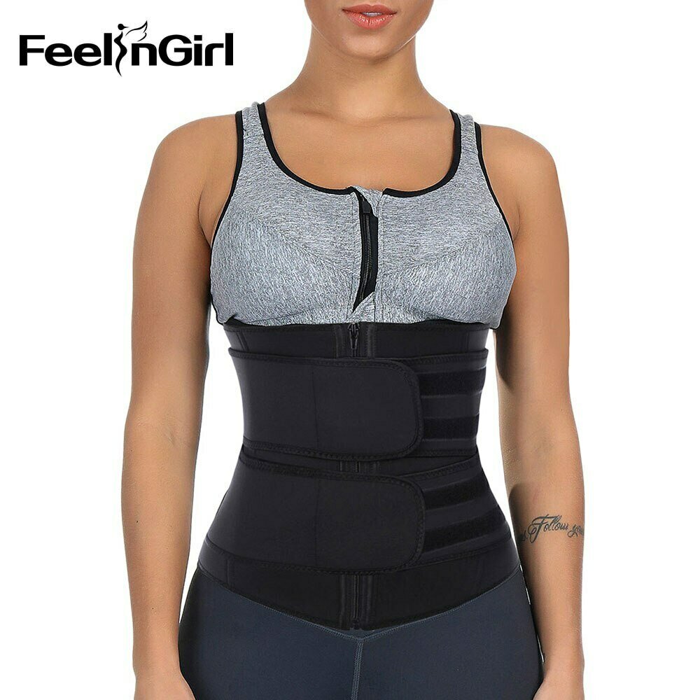 FeelinGirl Woman 100Latex 7 Steel Boned Double Belt With Zipper