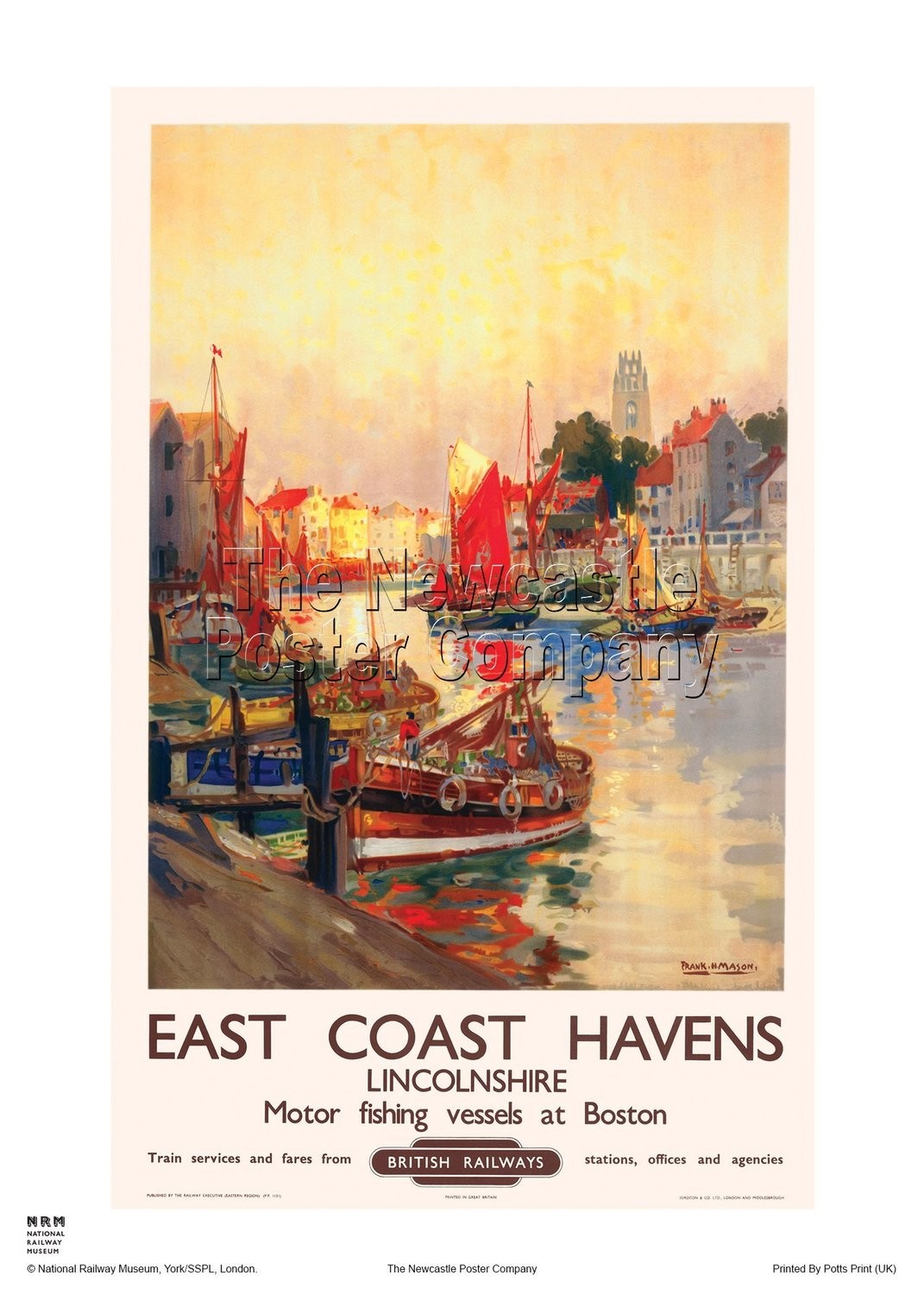 Boston Lincolnshire Vintage Railway Travel Poster