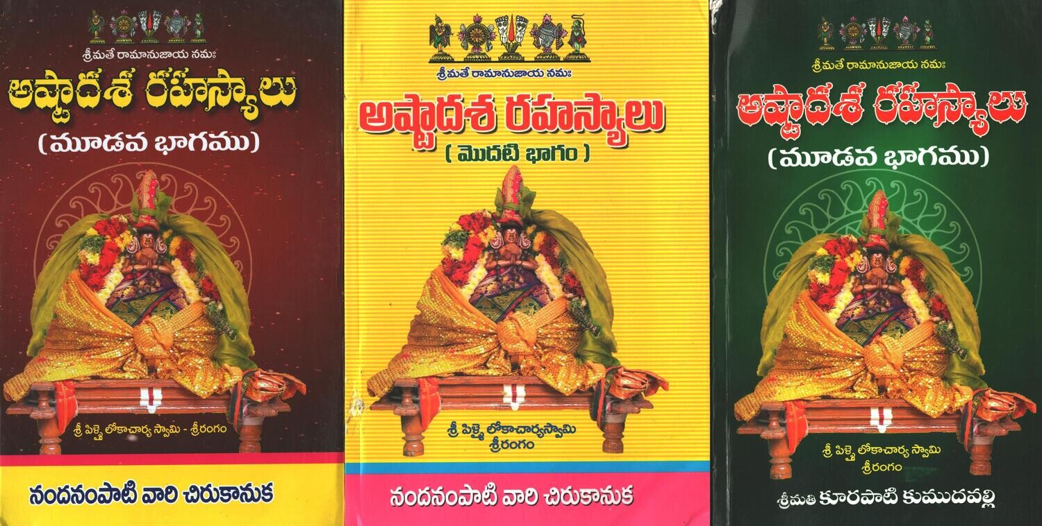 Ashtadasa Rahasyam in Telugu Script Mulam plus meanings - 3 Vols