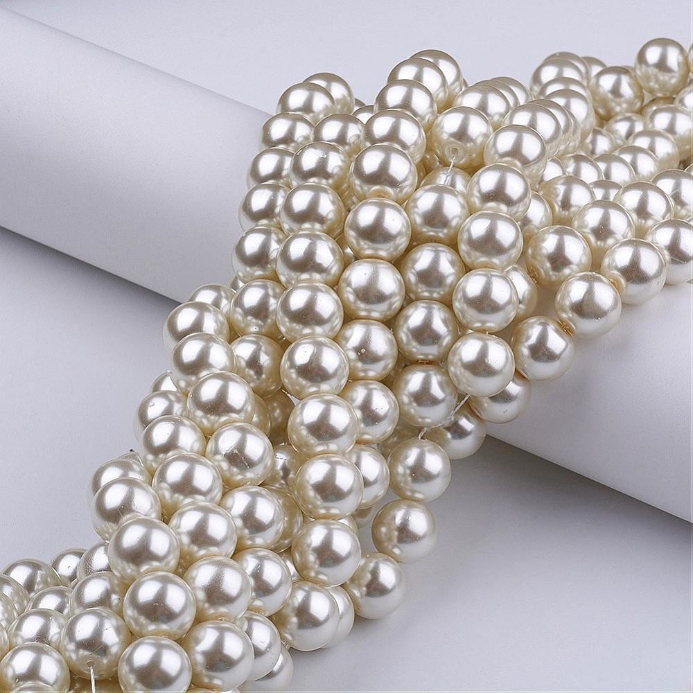 25 x 12mm Glass Pearls in Ivory