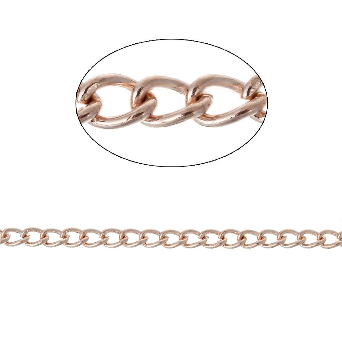 Light Rose Gold Plated Curb Chain, 3x4mm